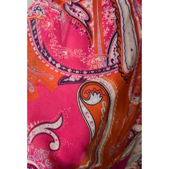 Chico's Paisley Pink Red Orange Easy Shirt Size 18 - Picture 7 of 8